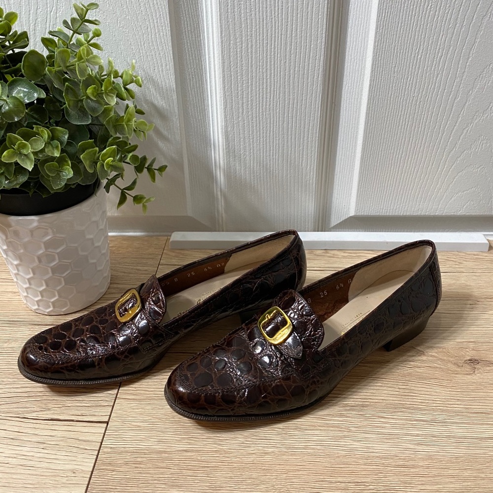 Salvatore Ferragamo Crocodile Loafers Size 6.5 A2 - Picture 4 of 12